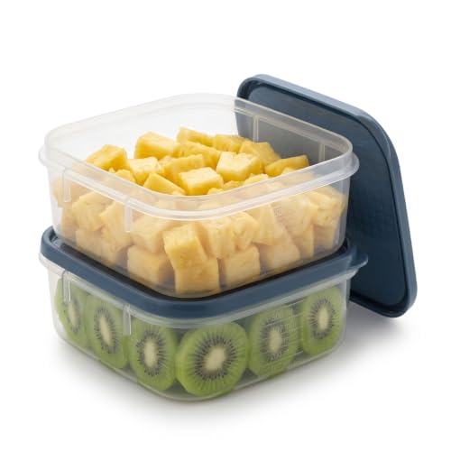 Image of All Time Polka Modular Storage Container Set of 2 | 500ml Each | BPA Free Airtight Food Grade Plastic Kitchen Storage Jars | Stackable Pantry Canisters with Secure Lid | Moonlight