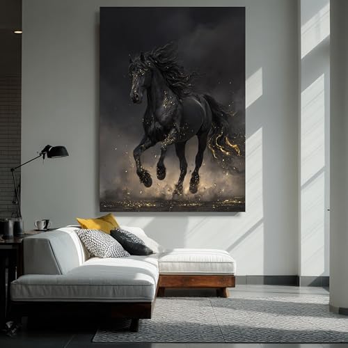 Affiches et impressions abstraites d'animaux avec tableau toile cheval noir 30x40 - 4