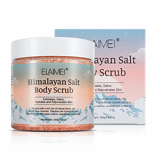 Himalayan Salt Body Scrub,Natural Hydrating and Exfoliating Scrub Moisturizing Skin Salt Scrub Exfoliating Body Scrub Body Exfoliator Deep Cleansing Collagen and Stem Cell Nourishing Essential Body Care