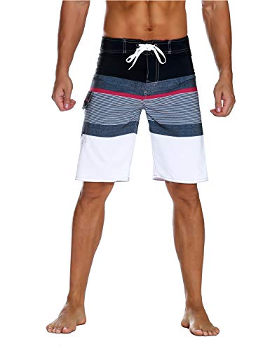 Image of unitop Men's Bathing Board Trunks Beach Shorts Holiday Hawaiian Colorful Striped