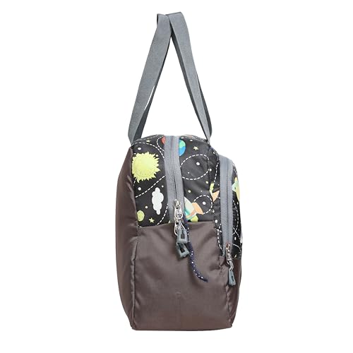 Image of ORBY Lunch Bag Galaxy Brown | Water-Repellent Durable Fabric | Tiffin Bag with Bottle Holder & Front Pocket | Strong Zipper & Spacious Meal Storage (Galaxy Pattern, Brown)