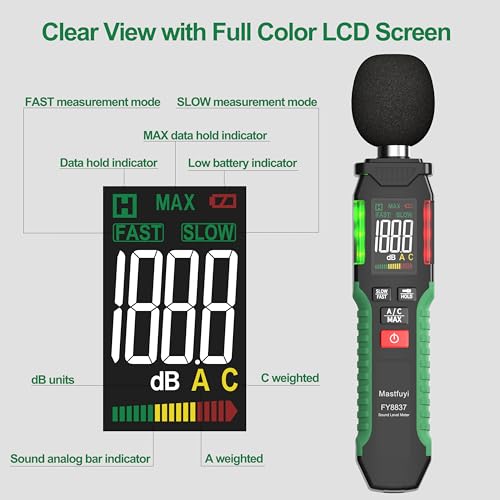 Mastfuyi FY8837 Decibel Meter, Sound Level Meter 30-130 Db thumb #3