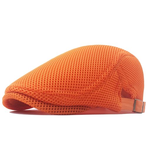Gorra de tenis para mujer y hombre, malla transpirable, gorra de verano, boina de periódicos, gorra plana con 4 viseras, naranja, Talla única