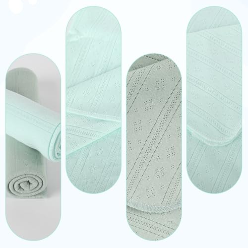 Gina Era Knit Baby Receiving Blankets, Soft Lightweight Cozy Swadde Blanket for Newborns, Unisex Baby Blanket, 2 Pack 30 X 40 Inch for Boy (Green)2