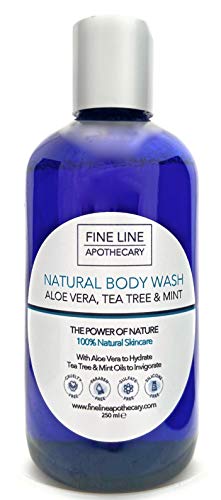 100% Natural - GEL LAVADO CUERPO - ARBOL DE TÉ & MENTA - 250 ml - de Fine Line Apothecary - Sin Sulfatos, Sin Parabenos, Sin Fragancias Artificiales. Elimina Impurezas, Para Todo Tipo de Pieles.