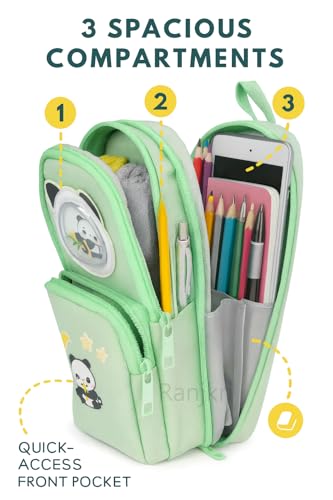 Image of Cute Pencil Pouch for Kids | 3 Large Compartments | Water-Resistant, Lightweight, Durable Fabric | School Stationery Organizer for Boys & Girls | Multi Storage Case