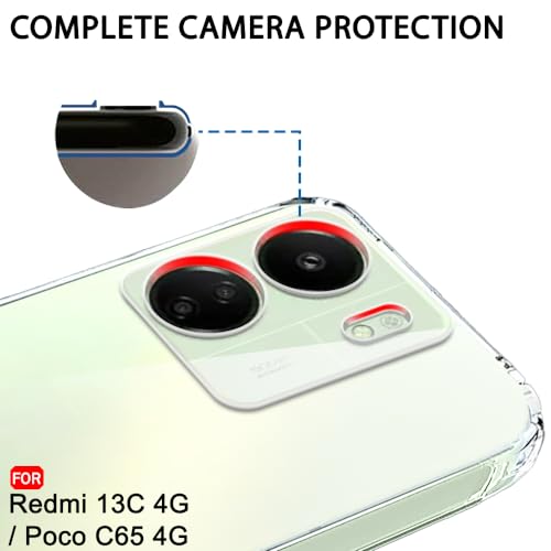 Image of TheGiftKart Back Cover Soft Case for Mi Redmi 13C 4G / Poco C65 | Best Camera Protection | Inbuilt Dust Plugs & Anti-Slip Grip | Ultra Clear Slim Back Cover Case for Redmi 13 (Silicone, Transparent)