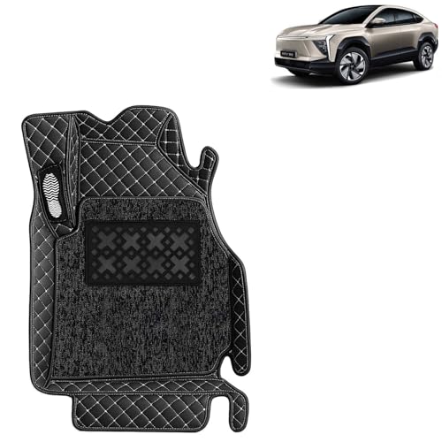 Image of KINGSWAY Accessories Premium 7D Car Floor Mats Only Compatible with Mahindra XEV 9E Year 2025 Onwards All Model, Set of 3 Pcs, 100% Waterproof & Washable Luxury 7D Car Foot Mats, Classic Black
