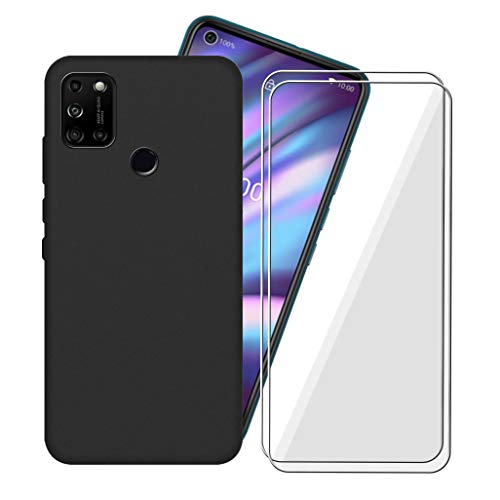 TIANDIMY Custodia per Wiko View 5 Plus + [2 Pack] Pellicola Protettiva in Vetro Temperato (6.55 Pollice), Cover Nero Morbida Sottile Anti Scivolo in Silicone Case Bumper per Wiko View 5 Plus - Nero