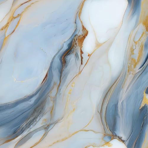 Image of TEKCOOL 60CM X 200CM Kitchen Wallpaper Oil Proof,Waterproof self-Adhesive Wall Stickers for Kitchen Anti-Mold and Heat Resistant Aluminium Backsplash Wallpaper (Blue White-4pc)