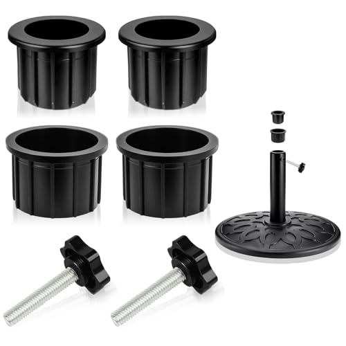 NEATABY 6 Pieces Set Outdoor Patio Umbrella Base Stand Hole Ring Plug Cover and Cap Umbrella Replacement Parts with M8 Thread Replacement Hand Knob Threaded Pipe Sleeve for Outdoor Spaces Black