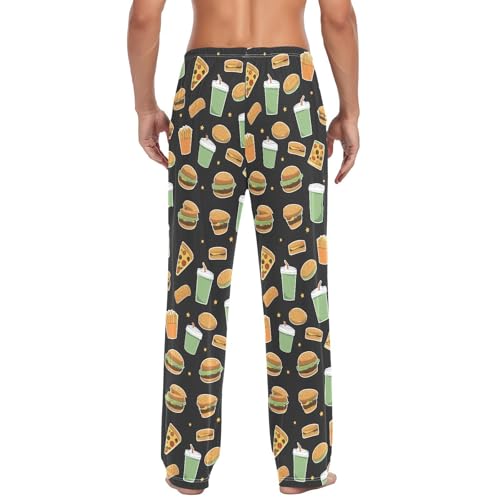 Men's Fast Food Stickers Cotton Pajama Pants - Soft Lounge Sleepwear for Home, Breathable & Comfortable Separates（508）3