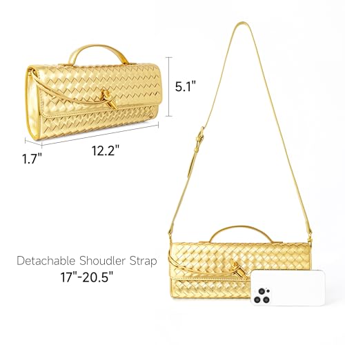 Image of Joryin Woven Purse for Women Evening Clutch Woven Leather Handbags Crossbody Bag Purse Formal Evening Bag, Vegan Leather