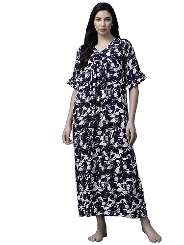 Image of OOMPH! Cotton Blend Nighty for Women's | Night Gown | Nighty | Nightdress | Maxi Dress | Sleepwear | Gown for Women | Nighties | Sleepwear