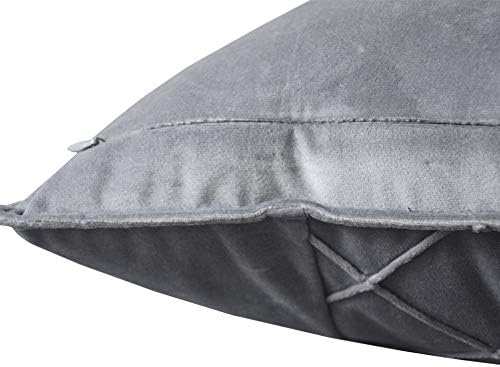Lutanky Velvet Cushion Covers Grey Decorative Rectangle Throw Pillow Cases Patchwork Design Soft Pillow Covers for Sofa Bedroom Home Accessories 12x20 Inch 30 x 50 cm (Pack of 2)