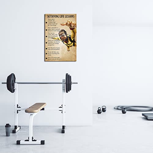 Skydiving Framed Canvas Motivational Wall Art Quotes Poster Inspirational Saying Gliding Wall Decor Vintage Skydive Life Lessons Encouraging Modern Painting Picture Framed (16X24Inch) #TOP1