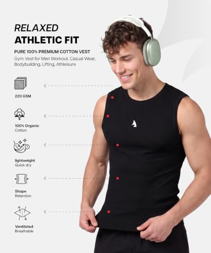 Image of ZENSHARK Sleeveless T Shirt for Men | 100% Organic Cotton Gym Vest 220 GSM | Tank Top Sando Innerwear | Soft, Skin Friendly, Breathable