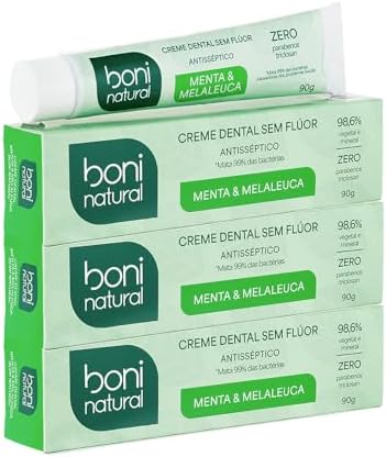 Creme Dental com óleos naturais de Menta e Melaleuca Vegano e Nat...