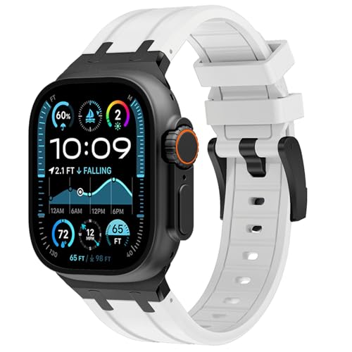 Image of WINGLE AP Luxury Bands for Apple Watch Band Ultra 3 /2 /1 Band Ultra 49mm Series 11 10 46mm 45mm 44mm 42mm SE 3 /2 /1 Series 9 8 7 6 5 4 3 2 1 Men Women, Silicone Rubber Metal Adapter Sport iWatch Bands