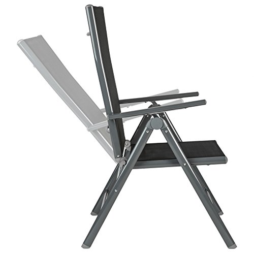 TecTake 800355 Aluminium 6+1 Sitzgarnitur Set, 6 Klappstühle & 1 Tisch mit Glasplatten - Diverse Farben (Dunkelgrau | Nr… – Bild 5