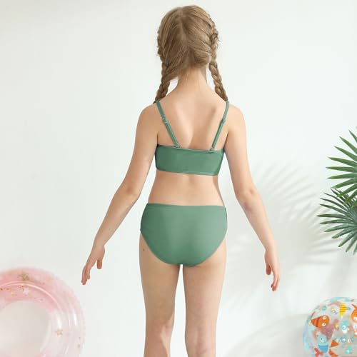 Patgoal Girls Swimsuits Teen Girls Two Piece Bikini Set Kids Knot Front V Neck Bathing Suit Girls' Swimwear Beachwear3