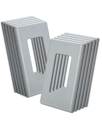 Bates- Decorator Wall Plate, 5.5" x 3.5", 10 Pack, Gray, Over-Size, Unbreakable Decorative Switch Plate Cover for Light Switches and Receptacle Outlets, Modern Electrical Wall Cover