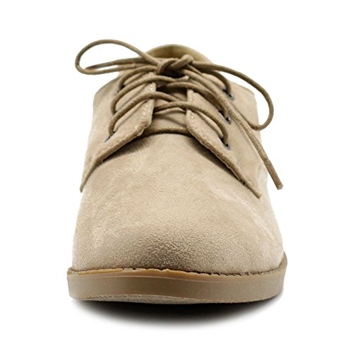 Ollio 2ZM-2910-SAN-9-1 Women Classic Flats Shoes Lace Up Faux Suede Oxford Zm2910(9 B(M) Us thumb #3