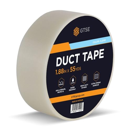 GTSE Clear Duct Tape, 2 Inches x 55 Yards (164 ft), Heavy Duty, Waterproof Repair Tape for Indoor or...