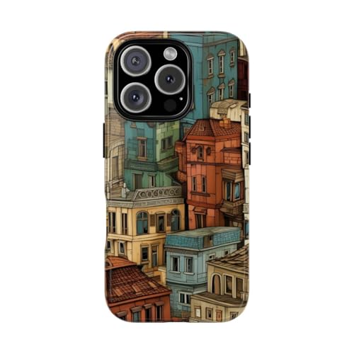 Coque rigide brillante iPhone 16 Pro marron anti-rayure motif urbain