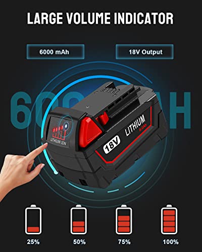 6.0Ah Replacement Battery Compatible With Milwaukee 18 Volt Battery 18V Xc M-18 48-11-1820 48-11-1850 48-11-1815 48-11-1852 48-11-1822 48-11-1828 48-11-10 48-11-1811 48-11-1840 Cordless Power Tools #TOP4