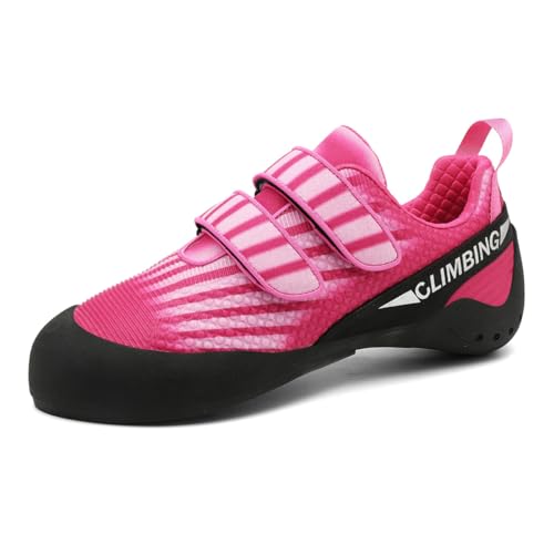 omcam Womens Rock Climbing Shoes Breathable Slip-Resistant Bouldering Sport Fitness Sneaker Indoor Outdoor,Pink,9
