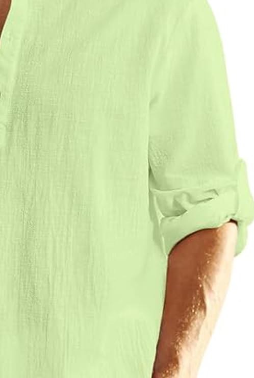 Image of Men's Full Sleeve Beige Color Cotton Blend Mandarin Slim Fit Shirt Style Kurta for Men and Boys