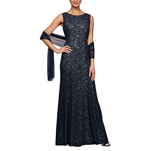 Image of Alex Evenings Women's Long Sleeveless Mother of the Bride Dress with Shawl (Petite and Regular Sizes)