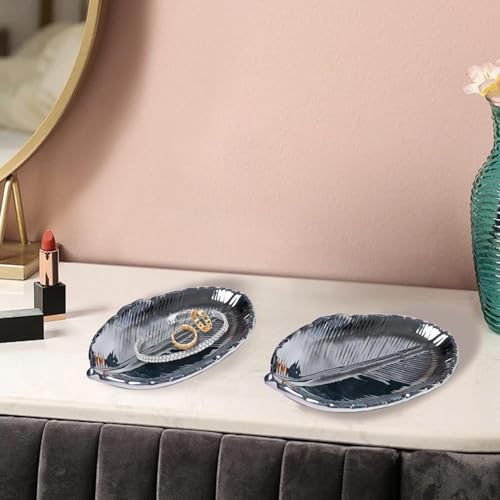 Ceramic Leaf Shape Trinket Dish Jewelry Tray Silver Cosmetic Trays Key Bowl Ring Dish Jewelry Holder Sparkling Decorative Tray Entryway Storage Trays Home Decoration Ornaments(Silver) - Cosy Home Interiors Ceramic Leaf Shape Trinket Dish Jewelry Tray Silver Cosmetic Trays Key Bowl Ring Dish Jewelry Holder Sparkling Decorative Tray Entryway Storage Trays Home Decoration Ornaments(Silver) - Image 6