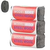 Stahlwolle, 3 Rollen 100 g 00000 Stahlwolle, Drahtwolle Pads zum Entfernen, Reinigung von Kunststoffjalousien, Poliert Gewachstes Holz, Säubert Glas, für Garagen und Gärten