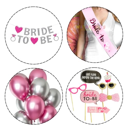 Image of Wanna Party Bride To Be Decoration Set Combo -62Pcs | Bride To Be Props | Bride To Be Sash | Bride To Be Banner (Cardstock) |bride to Be Sunglasses I Bride To Be Balloons