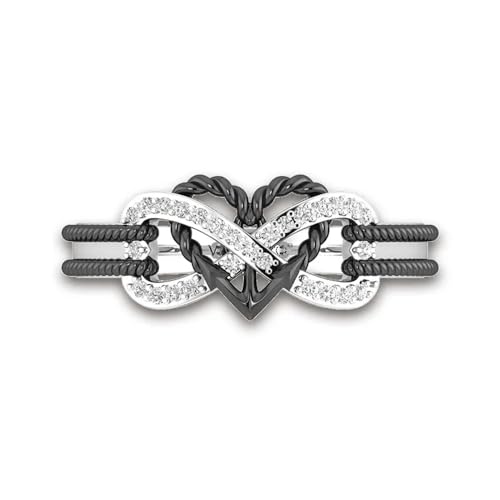 0.20 Ct Round Cut White Diamond Infinity Design Anchor Heart Engagement Ring in 925 Sterling Silver Two Tone Gold Finish Mother's day Jewelry4