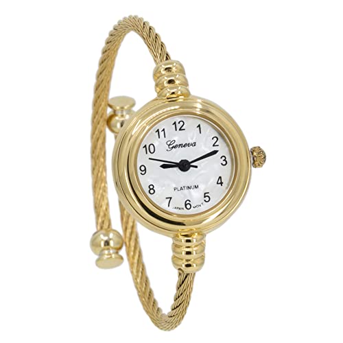 Blekon AN-6581-GLD-4 Original Elegant 23Mm Round Analog Display Watch For Women With Arabic Numerals And Cable Cuff Bangle thumb #2