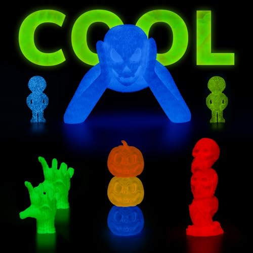Image of AMOLEN 3D PLA Printer Filament, 1.75mm Glow in The Dark Blue PLA Filament for 3D Printing, Best with UV Lamps, 1kg Spool (2.2lbs), Dimensional Accuracy + /- 0.02 mm, Fit Most FDM 3D Printers