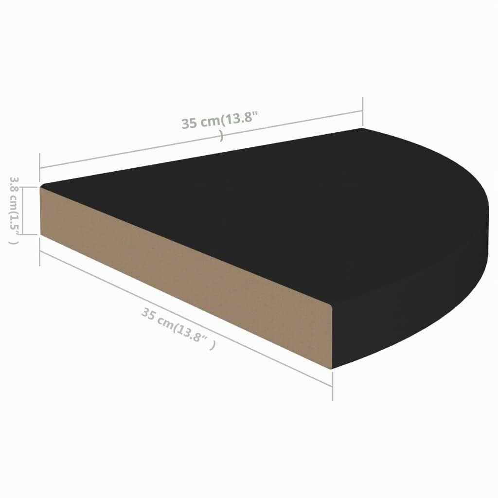 vidaXL 2X Eckregal Schweberegal Wandregal Bücherregal CD DVD Regal Wandboard Hängeregal Wand Dekoregal Freischwebend Schwarz 35x35x3,8cm MDF