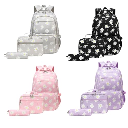 Livres et déjeuner protégés avec l'ensemble 3 pièces sac à dos et trousse pour école