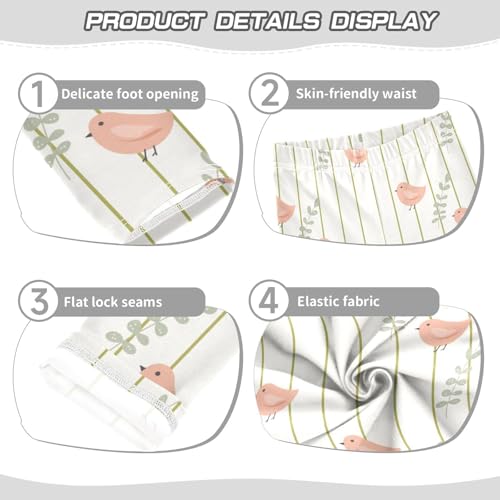 Lines Birds Girls Leggings,Workout Leggings for Girls Toddler Athletic Leggings Size for 3-10T3