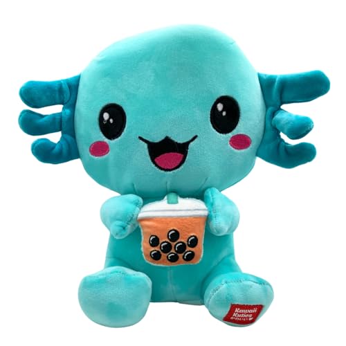 UKToyworld Kawaii Kuties Green Snaxolotl Peluche Bubble Tea Axolotl 25cm Kawaii Peluche Kawaii