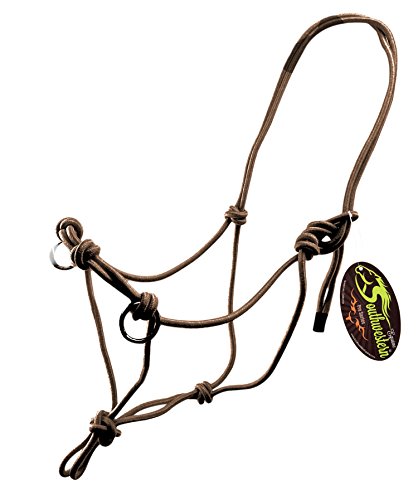 Southwestern Equine Side Pull Rope Halters with Nickle Plated Rings (Brown)