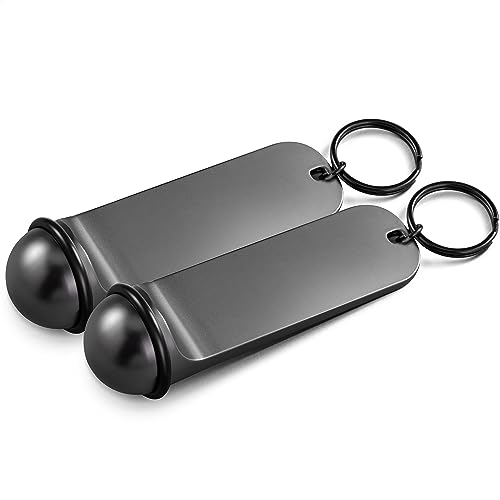 Kerafactum Lot de 2 porte-clés pour clés d'hôtel - Personnalisable - Aspect noir élégant - Anneau en caoutchouc - Gravure possible