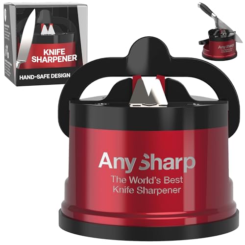 AnySharp Pro Afilador de Cuchillos (Metal) con Ventosa (Rojo)