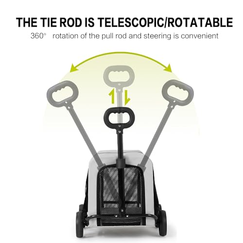 Carrinho de bebê 2 em 1, bolsa de transporte para animais de estimação, 4 rodas, dobrável, para viaj