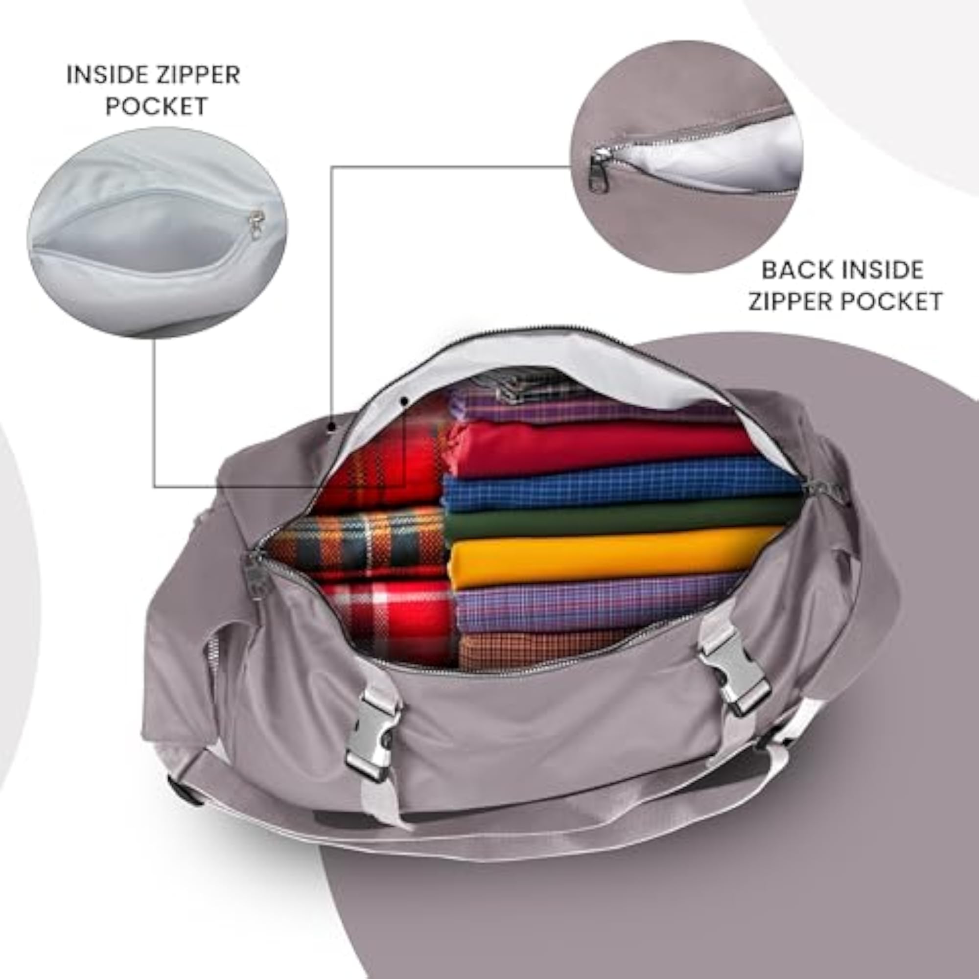 Travel Duffle Bag with Shoe Compartment, 43x22x18.5 cm