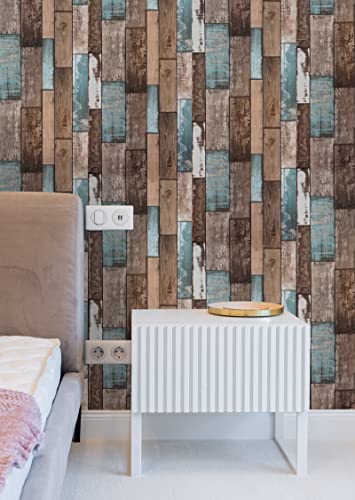 Heroad Brand Wood Contact Paper 3D Wood Planks Peel And Stick Wallpaper Backsplash For Walls Self Adhesive Removable Reclaimed Wood Wallpaper For Bedroom Kitchen 17.7”X118”/Roll #TOP4