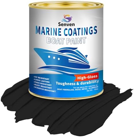SENVEN Boat Paint, 35 Oz, Gloss Black, Marine Paint, Boat Topside Bottom Enamel Paint, Marine Paint for Boats, Wood, Fiberglass, Aluminum, Metals, Oil-Based Epoxy Paint Black